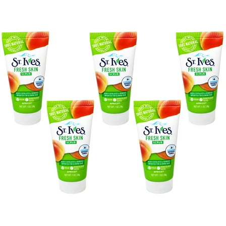 St. Ives Fresh Skin Scrub, Deep Exfoliator Skin Care for Clean, Glowing Skin, Apricot, 1 OZ - 5 Pack