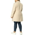 thumbnail image 4 of MODA NOVA Juniors Plus Size Turn Down Collar Double Breasted Long Overcoat Beige 1X, 4 of 7
