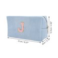 thumbnail image 2 of Bolsas de maquillaje rectangulares de terciopelo con letra J en azul cielo, 1 pieza, 2 of 5