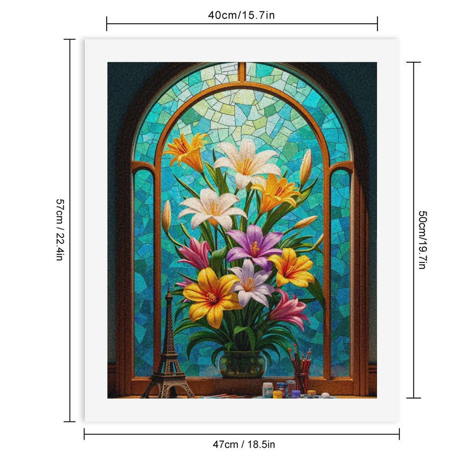 Paint By Numbers Kit for Adults Beginner - Stained Glass Floral Window Art DIY Canvas Painting Kits for Adults, Frameless Paint By Number for Adults for Home Wall Decor 16x20 Inch