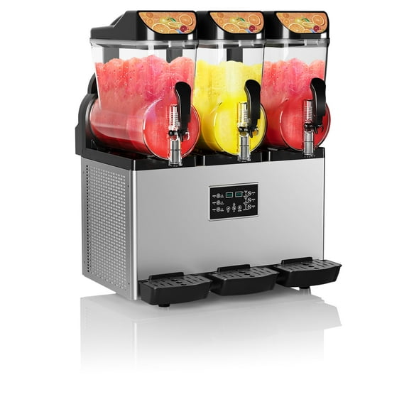 Commercial Slushy Machine 15Lx3, Tainless Steel Smoothie Frozen Drink Maker with Self-Cleaning Mode, 1200W Electric Large Slushie Machine for Home Party Restaurants Cafe Bars