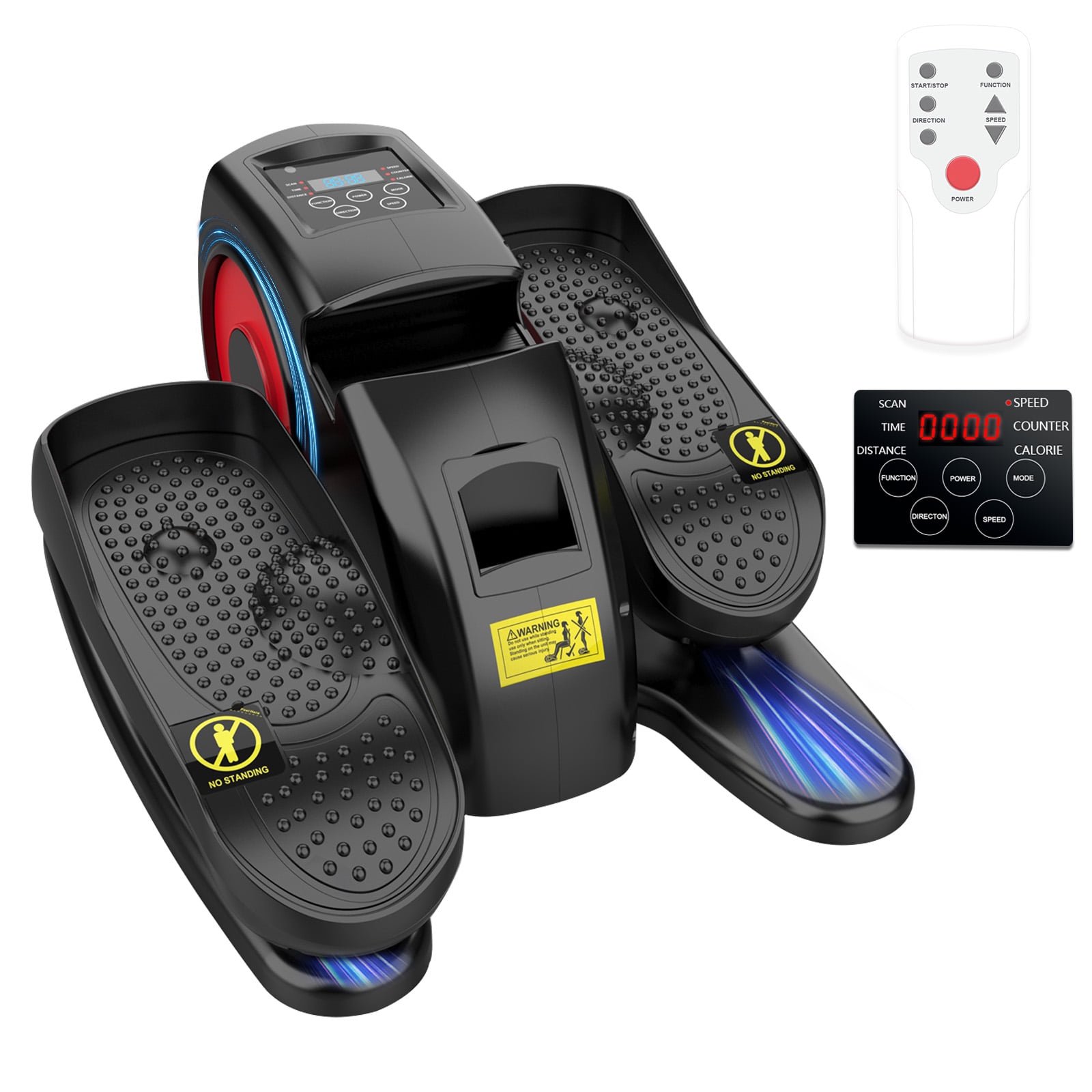 Under Desk Elliptical Machine, Electric Seated Pedal Exerciser, Mini Ellipse Leg Exerciser with Remote Control & Adjustable Speeds, Forward & Reverse Direction, Manual & Electric Mode for Seniors