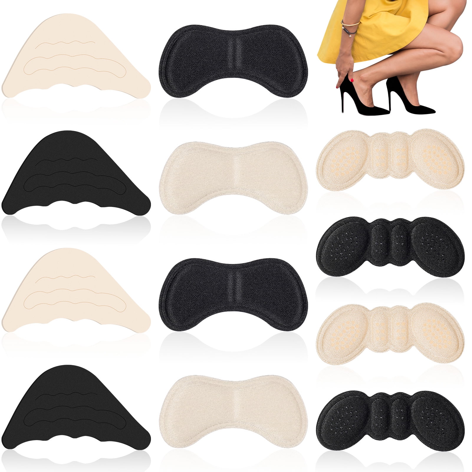 HEQUSIGNS 6 Pairs Toe Filler Inserts and Heel Grips Liners, AntiSlip