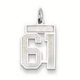 thumbnail image 1 of Sterling Silver Rhodium-plated Small Satin Number 61 Charm QPS61 (19mm x 14mm), 1 of 2