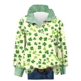 thumbnail image 6 of St. Patrick's Day Sweatshirt for Women Glitter Clover Graphic Ribbed Collared Long Sleeve Relaxed Fit Festive Holiday Clothes Top, 6 of 7