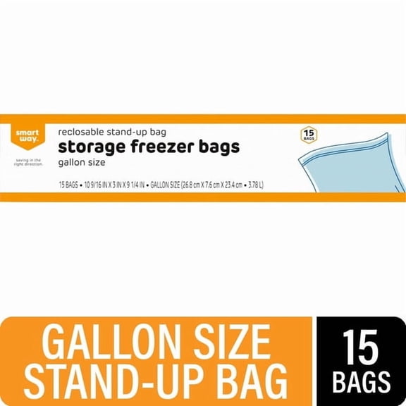 SMW Reclosable Gallon Size Storage Freezer Bags 15 each