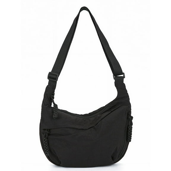 2PackWomen Nylon Crescent Shoulder Bag Casual Crossbody Sling Tote Handbag Dumpling Purse Travel Outdoor