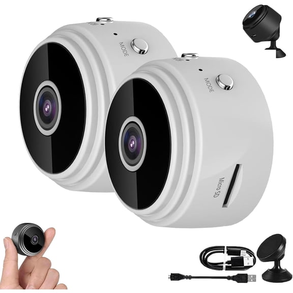 Guardhouse Camera,Guardhouse Watcheye Security Camera,1080P HD Magnetic Mini Wireless WiFi Cameras,Portable Home Surveillance System,for Home, Door, Garage(2pcs White)