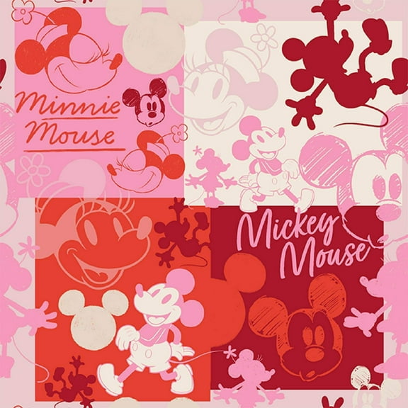 Springs Creative Disney Mickey and Minnie Mouse Pink Cotton Fabric By the Yard