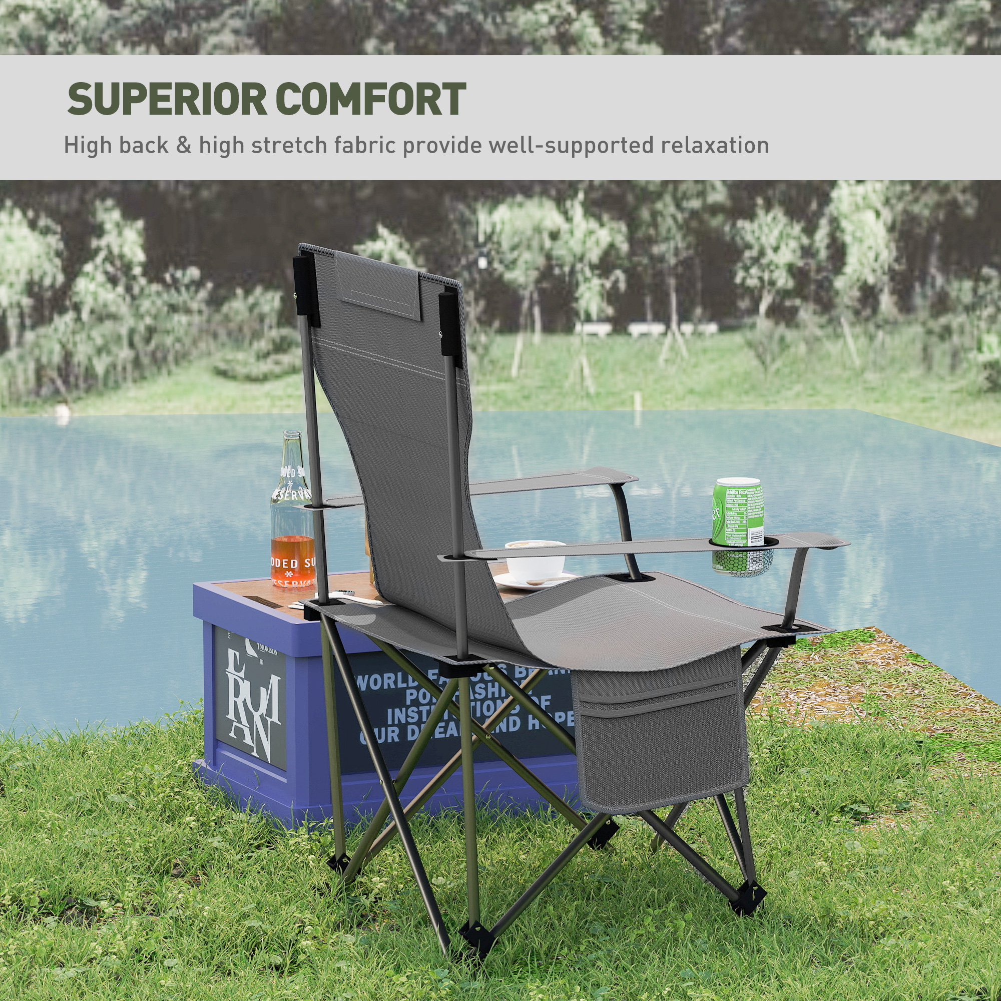 Removable Footrest Reclining Camping Chair Camping Folding Chair with Adjustable Backrest Footrest Lightweight Lounge Chair Support 275 LBS Outdoor Camping Chair for Fishing Picnic Beach Grey Walmart....