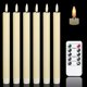thumbnail image 1 of Flammlösa Vita Koniska Ljus med Flimmer och 10-knapps Fjärrkontroll, Batteridrivna LED Varm 3D Veke Ljus Fönsterlampa Äkta Vax Förpackning med 6 ..., 1 of 5