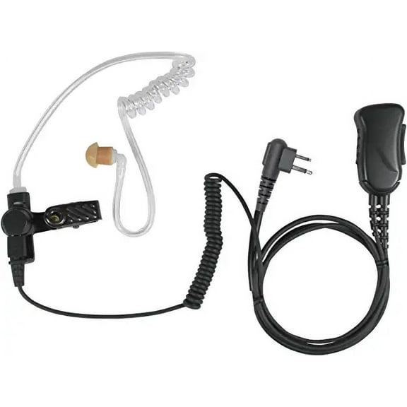 PRYME SPM-1301 Kenwood 2-Pin Surveillance 1-Wire Lapel Style Mic w/Clear Tube Earphone and Noise Reducing Element