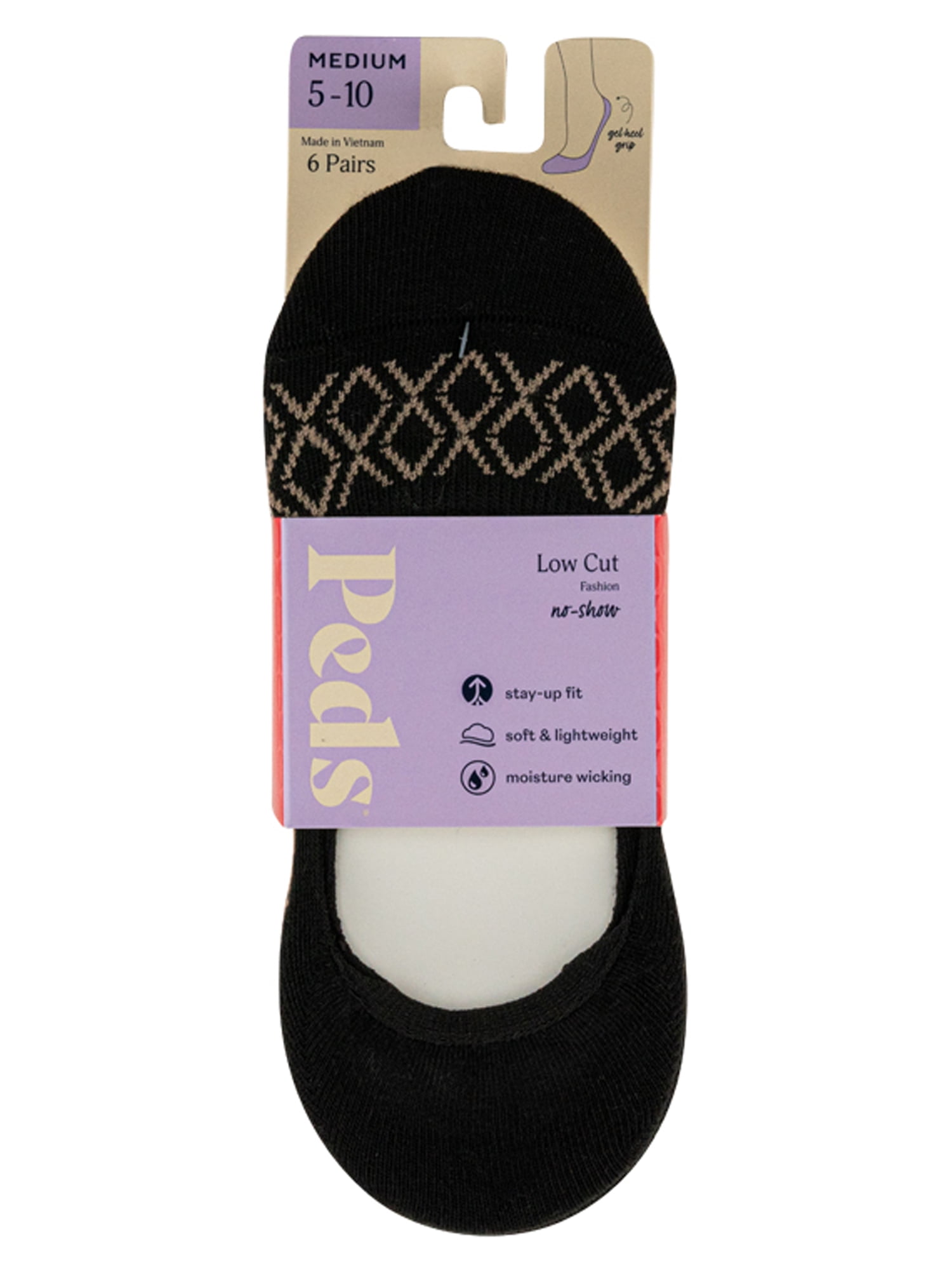 PEDS Women's Fashion Low Cut Socks Assorted, 6 Pairs, Sizes 5-10