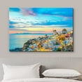 thumbnail image 3 of wall26 Canvas Print Wall Art Vibrant Pastel Sunset Santorini Greece Nature Wilderness Photography Realism Rustic Scenic Landscape Earth Panorama Colorful for Living Room, Bedroom, Office - 32"x4, 3 of 5