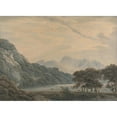 thumbnail image 2 of Thomas Sunderland 24x18 Black Ornate Framed Double Matted Museum Art Print Titled: The Head of Ullswater, with the Lodge of Patterdale on the Left, 2 of 5