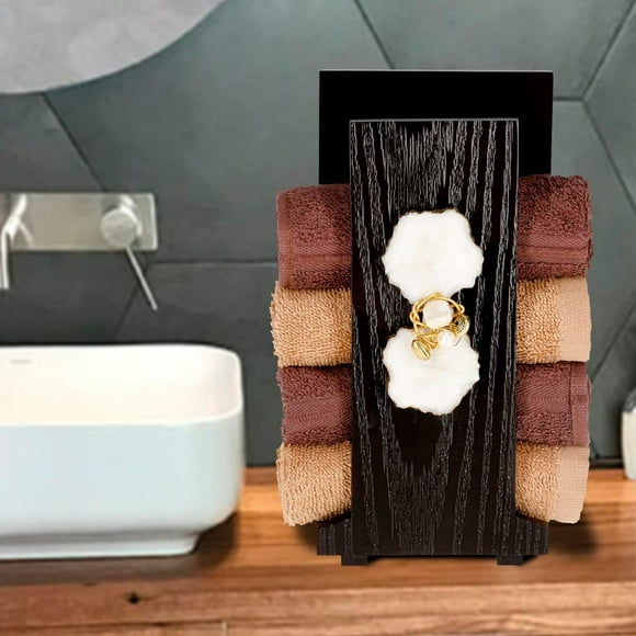 Handcrafted Wooden Hand Towel Holder, Towel Stand For Bathroom, Napkin Holder For Washbasin, Guests Towel Organizer Rack (M Agate) Pack Of 1