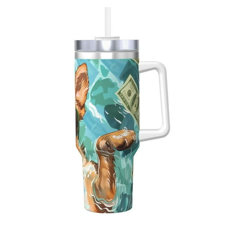 

Uemuo Funny Swimming Chihuahua Print 40oz Ice Bully With Handle And Straw Stainless Steel Vacuum Insulated Cup And 2 In 1 Straw Lid Insulated Travel Tumbler