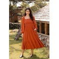 thumbnail image 2 of CASSIE LIZ Plus Size Dresses 2X Square Neck Orange Derss for Women Smocked Swiss Dot Winter Fall Maxi Dress with Pockets Long Sleeve Wedding Guest Derss 2XL 18W 20W, 2 of 5