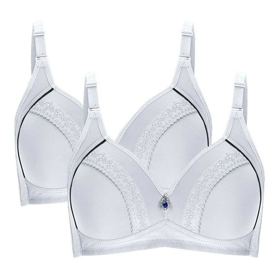 POIUYTR 2Pack Push Up Bra for Women Wirefree Plus Size Brassiere Padded Plunge Everyday Bra Lift Up T-Shirt Bra