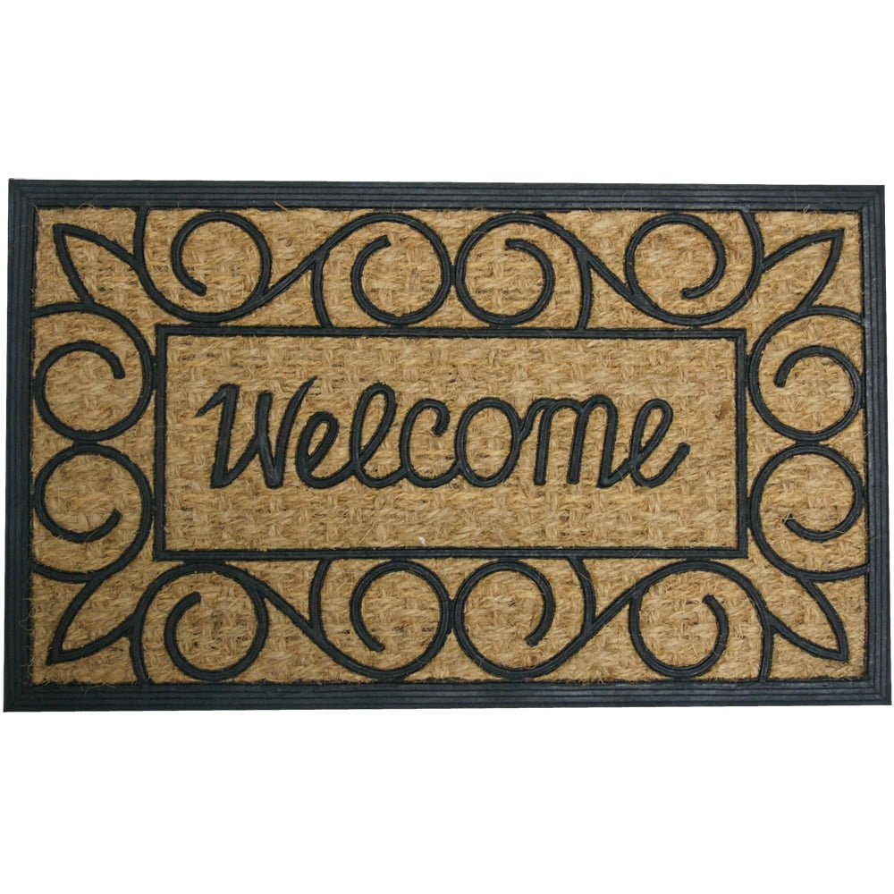 RubberCal Home Again" Outdoor Coco Rubber Doormat, 18