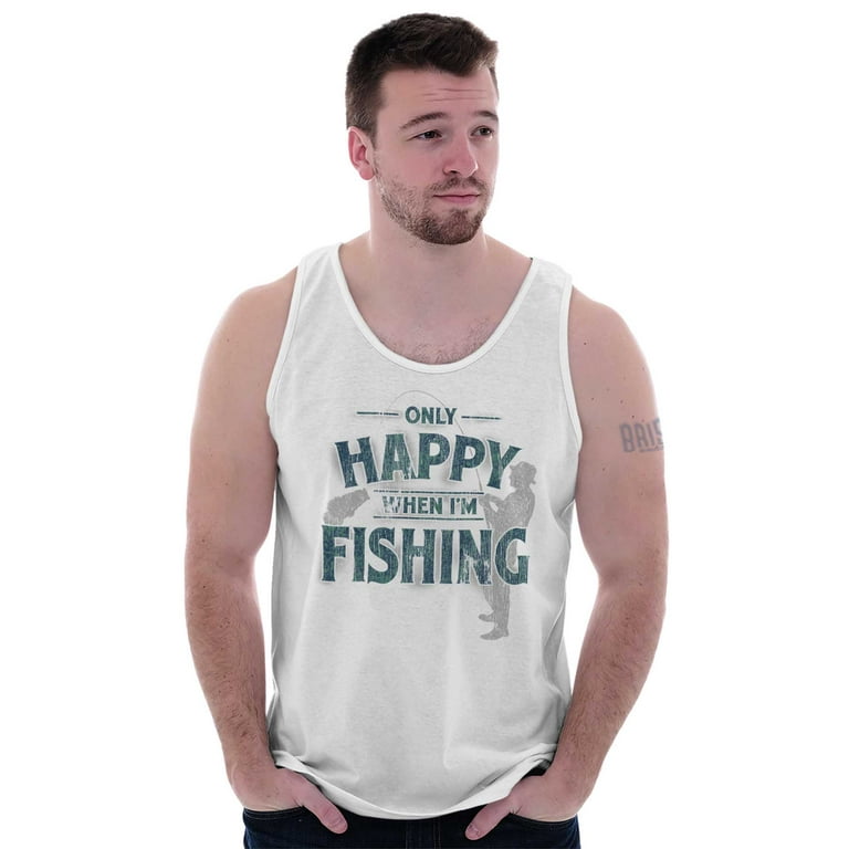 Fishing Funny Happy Angler Fishermens Tank Top Sleeveless Tee Men Brisco  Brands X
