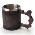 thumbnail image 5 of Taza de cerveza rústica de madera hecha a mano Taza de acero inoxidable de madera ecológica de roble real (450 ml) - Taza de cerveza vikinga de madera - Jarra de cerveza Taza de Halloween re, 5 of 5