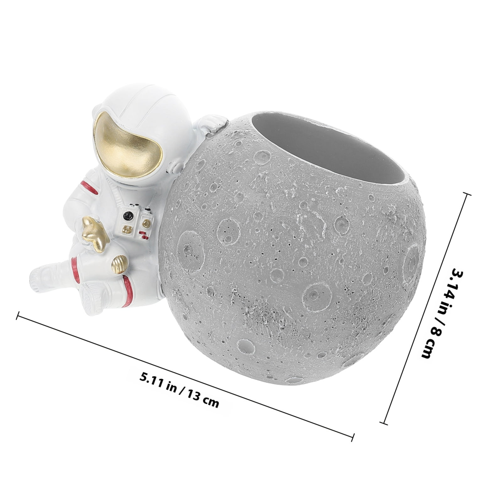 BESTYASH Grey Astronaut Resin Pencil Cup, Funny Pen Holder for Desk Organizer and Office Accessories, 5.5 Inch Storage Container