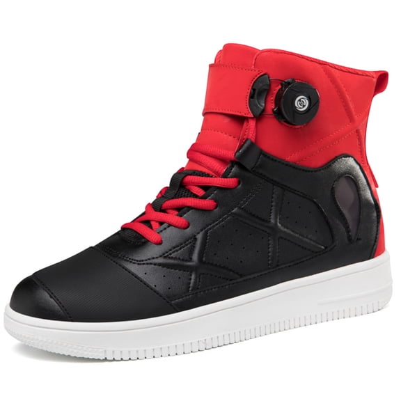 Men's and women's all-season motorcycle riding boots and motorcycle shoes,Black red,36