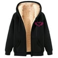 thumbnail image 2 of Xdegoge Cute Fleece Jacket Women Sherpa Lined Thermal Winter Fashion Clothes Cold Weather Comfy Plus Size Heart Graphic Hoodies Fuzzy Warm Cozy Long Sleeve Hooded Full Zip Coats with Pockets, 2 of 4