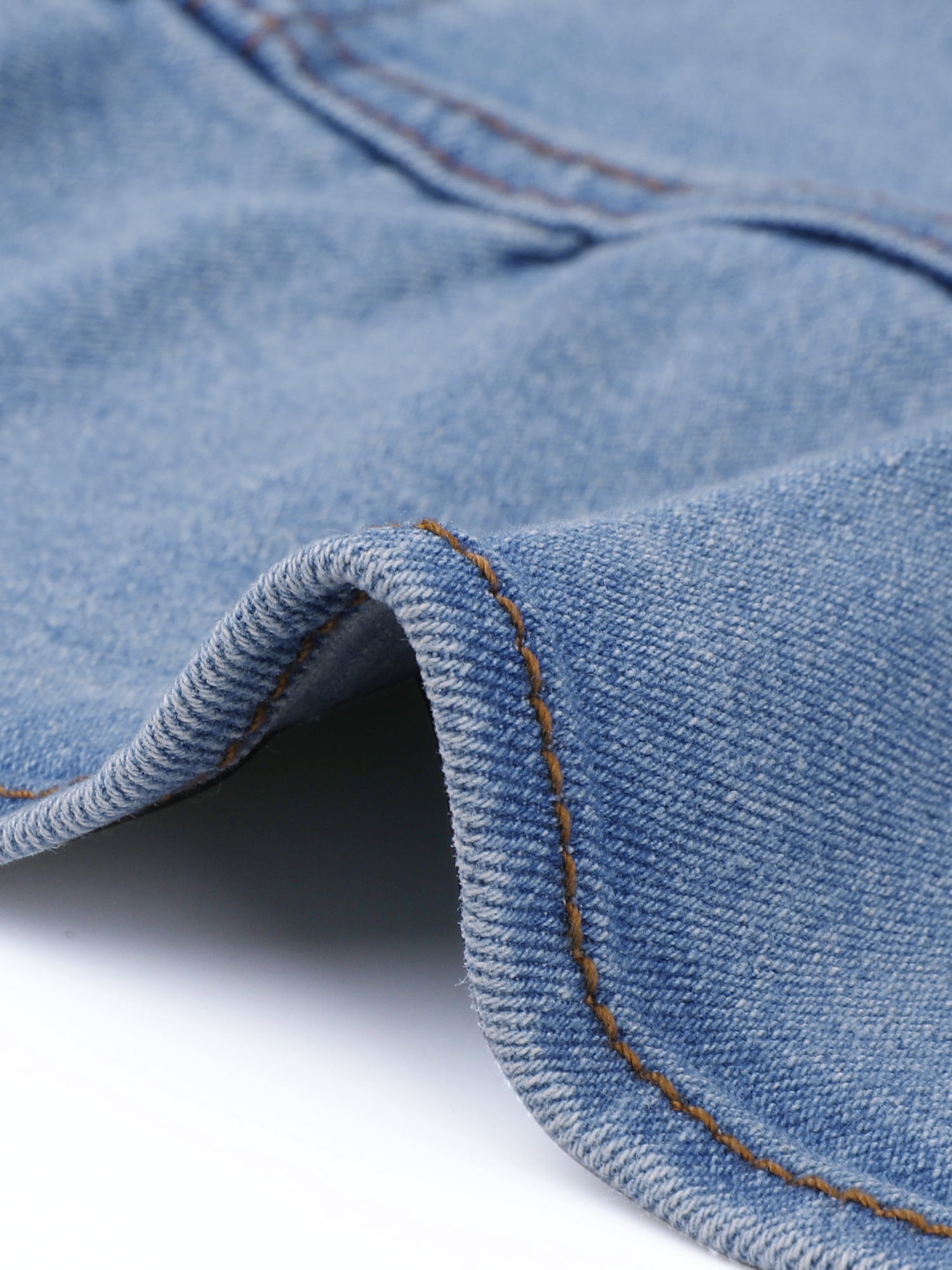 DARING DIVA Women's Peplum Hem Button Down Collarless Jean Jacket M Light Blue