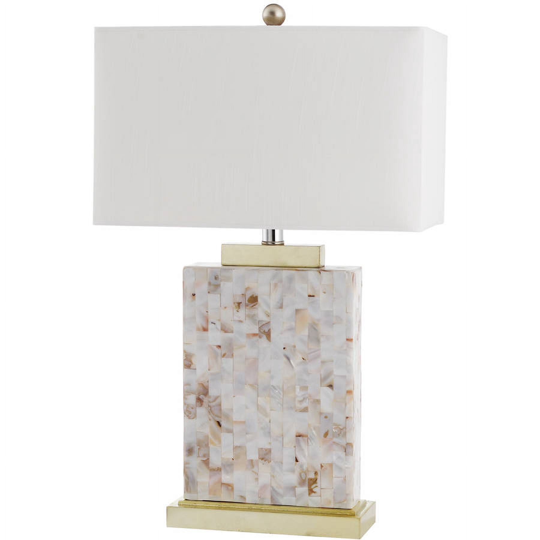 Safavieh Tory 24" Coastal Gold Shell Table Lamp with White Polyester Shade (2 Count)