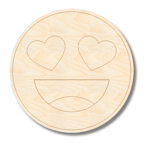 Unfinished Wood Etched Heart Eyes Shape | Paint By Line Crafts 4" / 1/4"