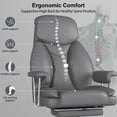 thumbnail image 3 of E-Motie Leather Home Office Chair, High Back Ergonomic Chair with Footrest, 500lb, Gray, 3 of 10