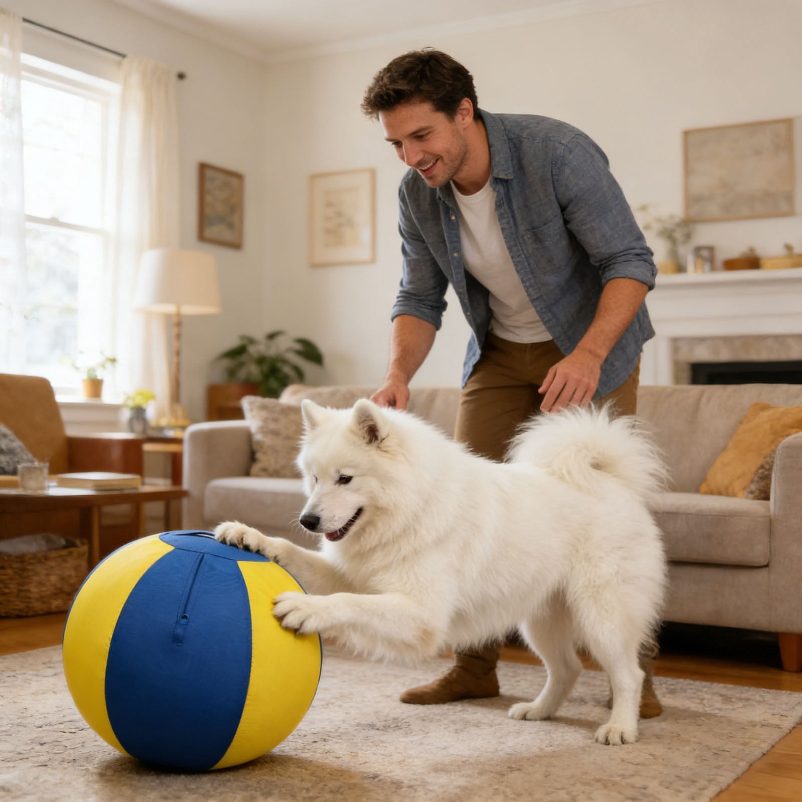 Interactive Training and Exercise Toy for Dogs with Chew Material and Light-Responsive