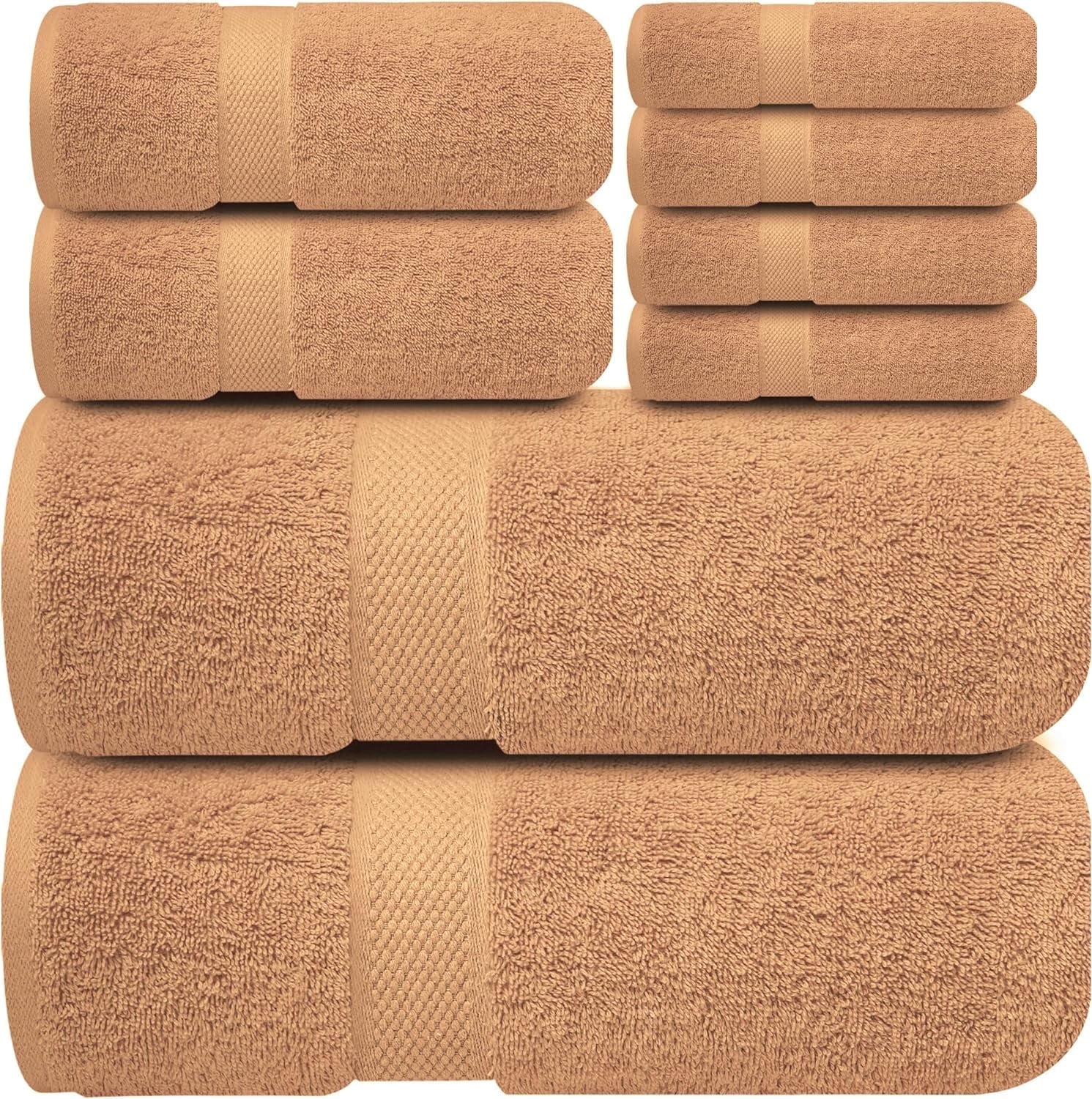 Infinitee Xclusives Premium Sand Bath Towel Set - [Pack of 8] - 2 Bath, 2 Hand & 4 Washcloths
