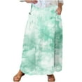 thumbnail image 2 of Viikei Womens Flowy Long Maxi Skirt,Women's Printed Elastic Waistband Pleated Pocket Skirt With Mid Calf Skirt Mint Green M, 2 of 5