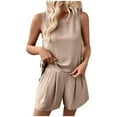 thumbnail image 2 of Heisall Women's Summer Vacation Two-piece Set - Sleeveless Round Neck Strap Tank Top & Shorts, Breathable Slim Fit Outfit for Beach Daily Wear, 2 of 9