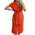 thumbnail image 2 of DailyTrove Women's Short Sleeve Button-Front Midi Dress, Solid Color, Summer Casual & Work Wear, Flattering Fit, 2 of 6
