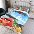thumbnail image 3 of Pájaros Enojados Conjunto de sábanas temático, trío de piezas, cómodo y amigable con la piel, diseño único, regalo de decoración para el hogar para familiares, amigos y fans, 90 cm * 190 cm, 3 of 6