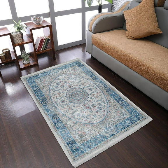 RUGSOTIC CARPETS Machine Woven Crossweave AREA RUGS - 6'x9', Rectangle,Multicolor,Classic Oriental Traditional , Low Pile Machine Made Area Rugs for Living Room, Bed Room (M00105)