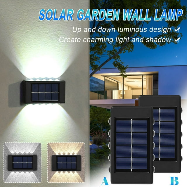 2 Lámparas Solares de Pared para Jardín Exterior con Luz arriba y Abajo