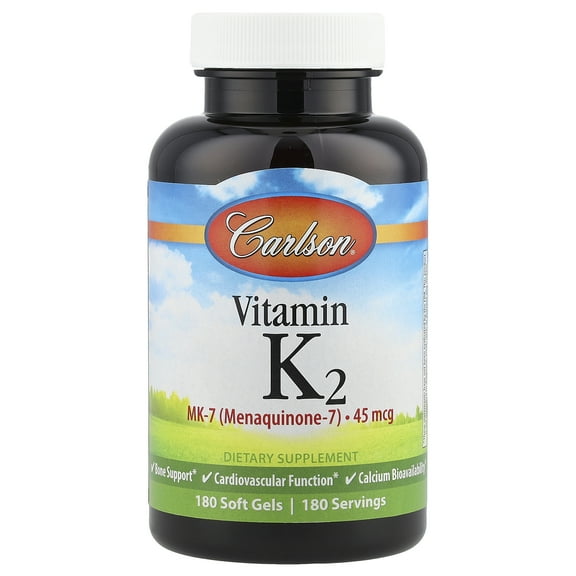 Carlson Laboratories Vitamin K2: MK7 (Menaquinone) 45mcg 180 Softgel