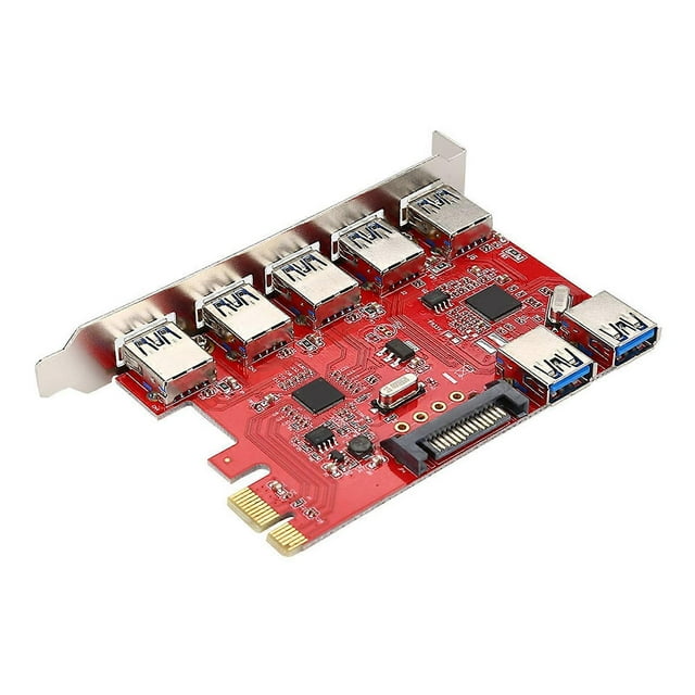 PCI-E to 5-Port USB 3.0 and 2-Port USB 3.0 RJ45 1Gbps Integrated Expansion Card Adapter VIA