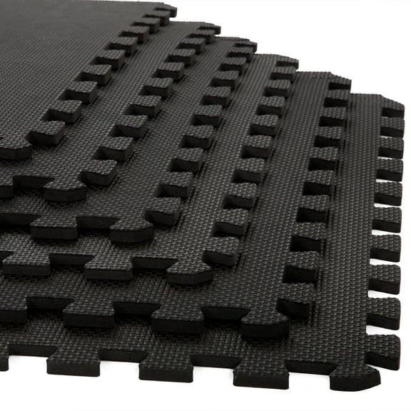 Foam Mat Floor Tiles, Interlocking EVA Foam Padding by Stalwart - Soft Flooring for Exercising, Yoga, Camping, Kids, Babies, Playroom - 6 Pack