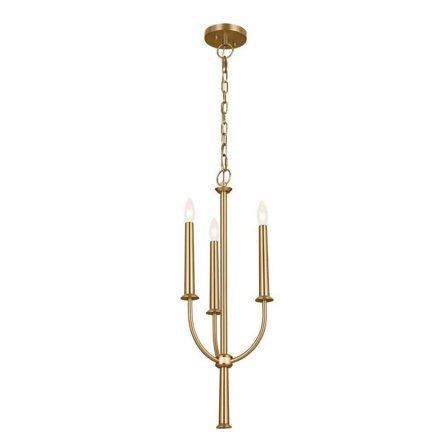 3 Light Chandelier in Traditional Style-28.5 inches Tall and 11.25 inches Wide-Brushed Natural Brass Finish Bailey Street Home 147-Bel-4964797
