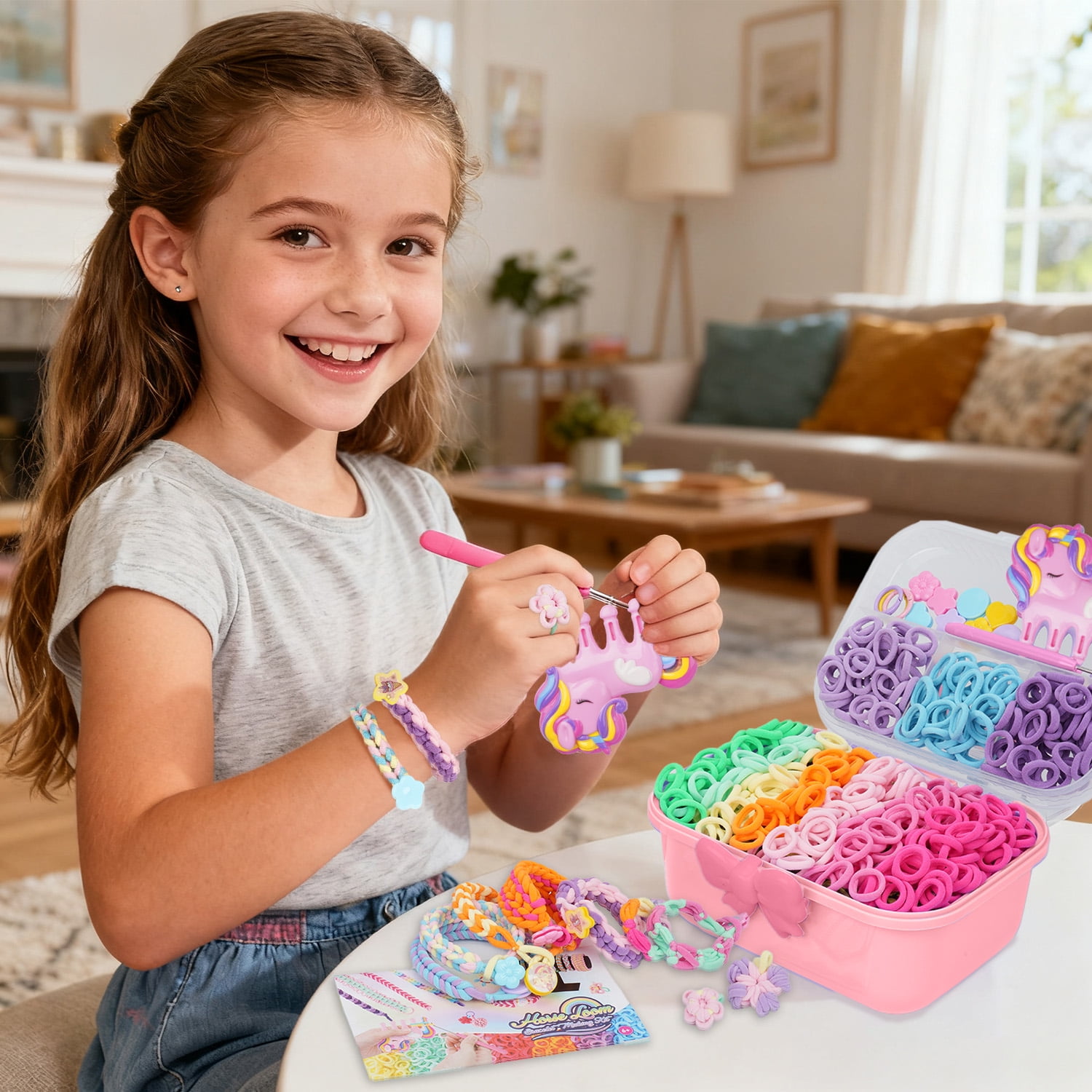 PayUSD Bracelet Making Kit Friendship Bracelet Kit Gifts for Girls 6-12 Birthday Ideal Gifts Ideas Bracelet DIY Kids Travel Activity Set, Pink