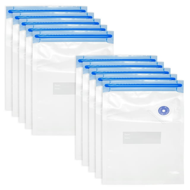 Unique Bargains Sous Vide Bags 10pcs, Reusable Zipper Food Vacuum Seal Bags With Air Valve Food Storage Bag 22cm x 16cm