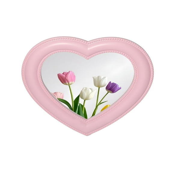 ACDANC Heart Magnetic Locker Mirror for Girls, 6.9"x7.3" Real Glass Mirror Magnetic for School Locker, Locker Accessories Makeup Mirror for Bathroom Fridge Office Cabinet Gym (Pink)