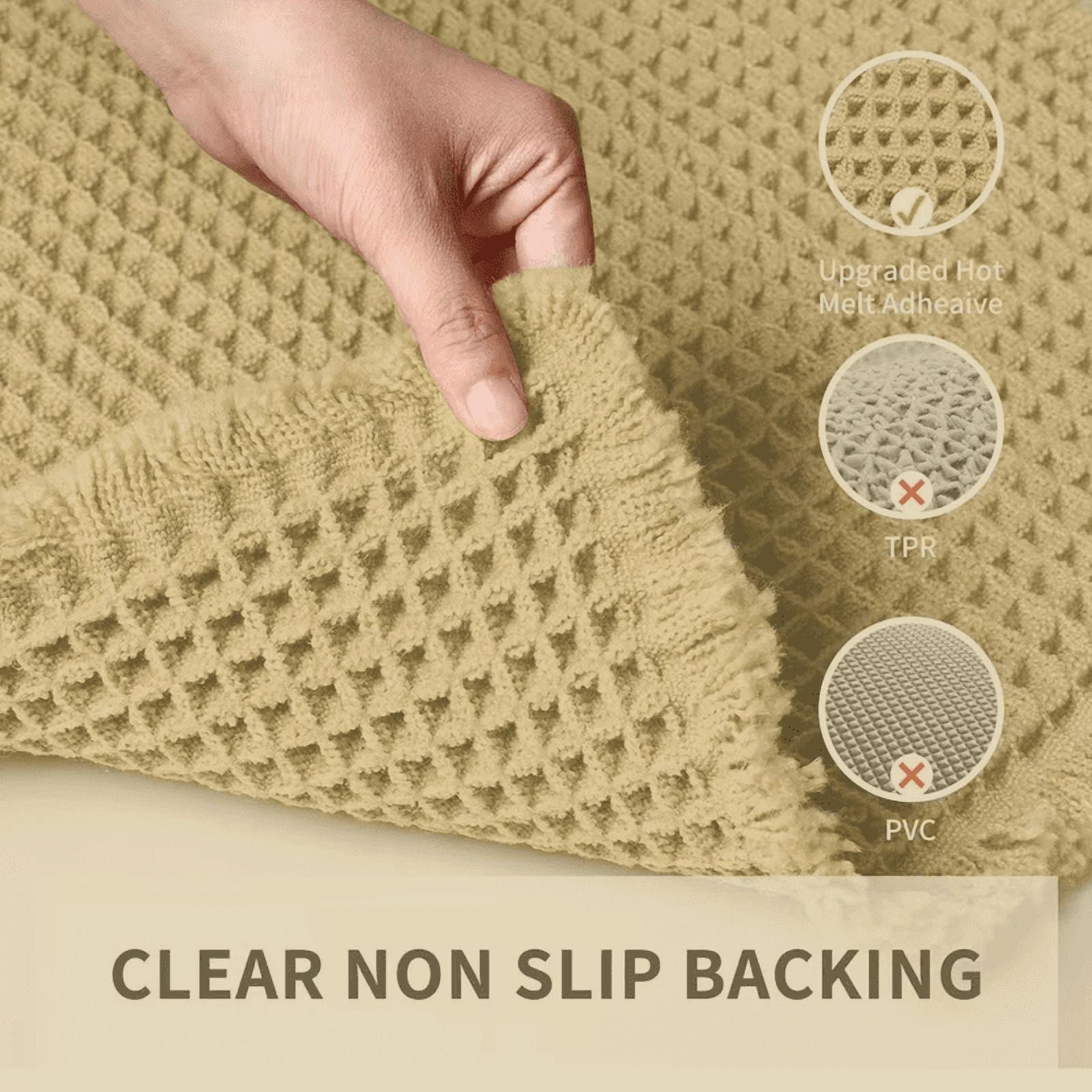 Muddy Rug, Boho Bathroom Decor Rug with Tassels: Waffle Weave Bath Mat, Ultra-Soft, Non-Slip, Super Absorbent & Quick Dry for Bathroom Floor, Machine Washable, 24"x72", Beige Yellow