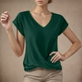 thumbnail image 3 of yillto Women's Tops Short Sleeve V Neck Comfy Casual Dressy Blouses T Shirts Twist Knot Tees, 3 of 4